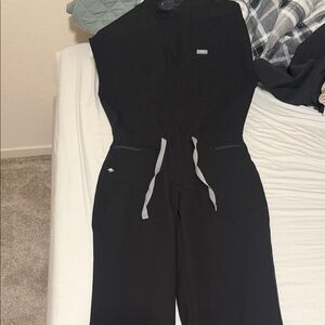FIGS Black Women's Jumpsuit with Drawcord Waist